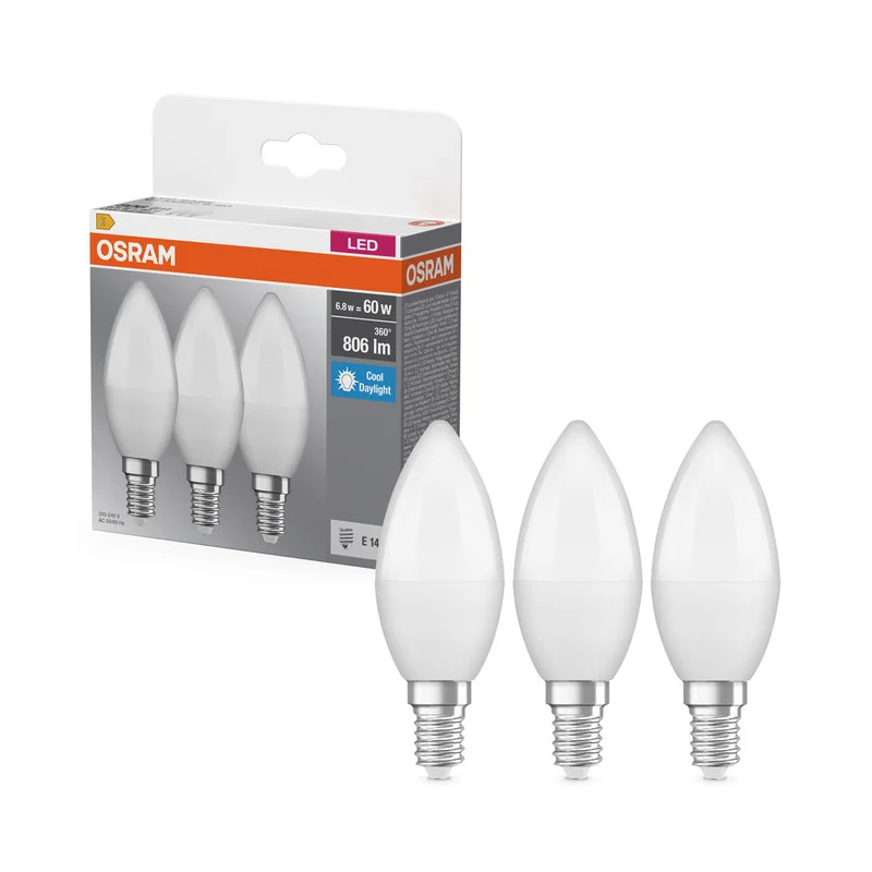 Base LED Classica B 6.8W 827 Opalina E14 Confezione Tripla