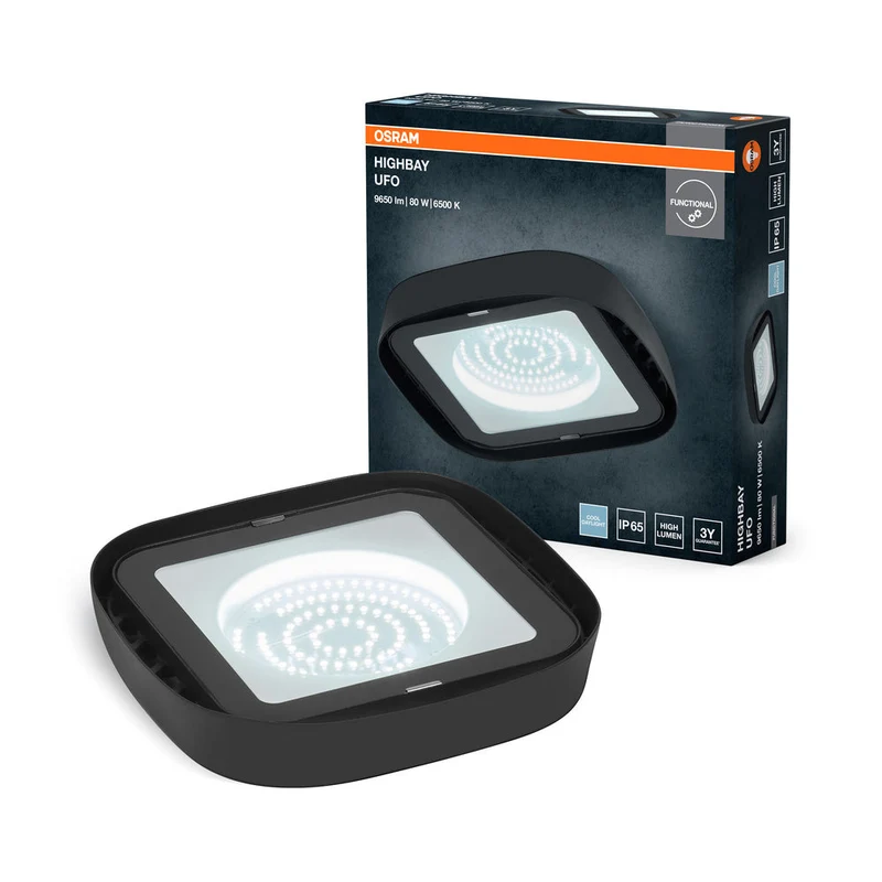 OSRAM Highbay Ufo lampada da soffitto 80W 865 IP65 nero