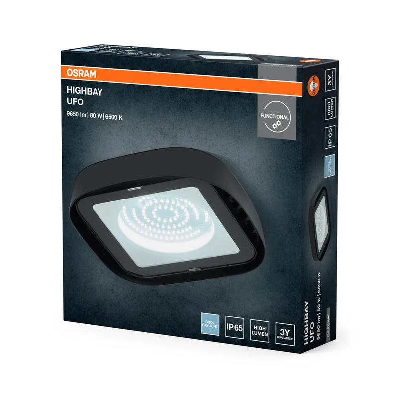 OSRAM Highbay Ufo lampada da soffitto 80W 865 IP65 nero