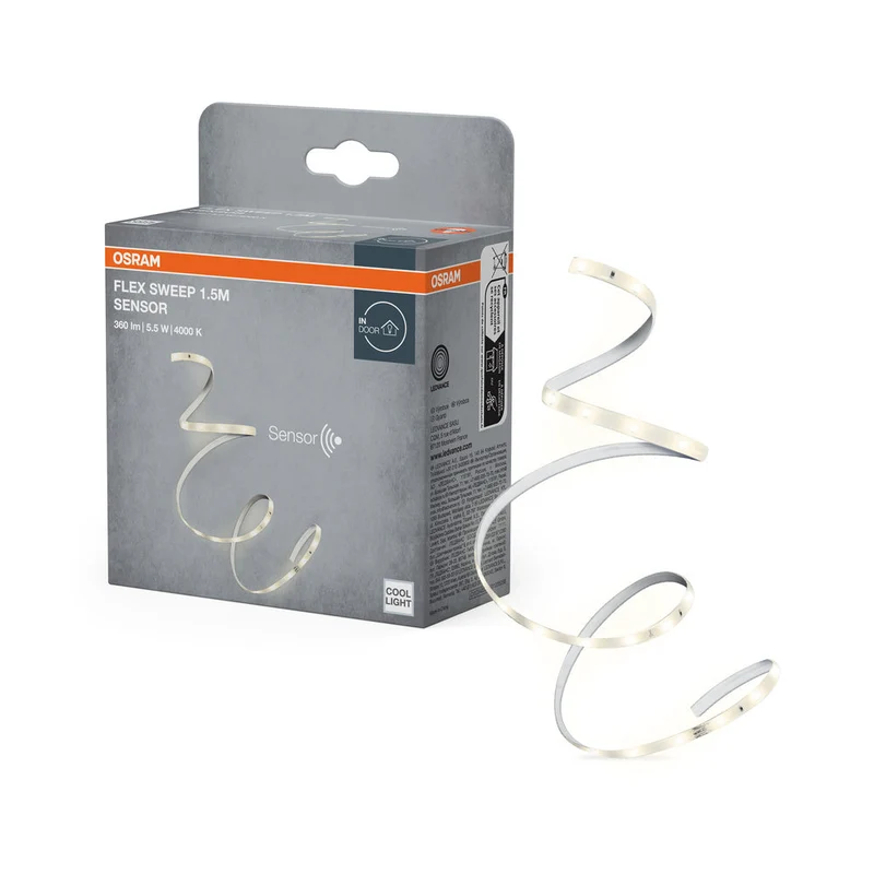 OSRAM FLEX SWEEP Sensore striscia luminosa LED flessibile, 1,5m, 4000K, bianco freddo, con sensore di movimento, 5.5W, IP20, dimmerabile