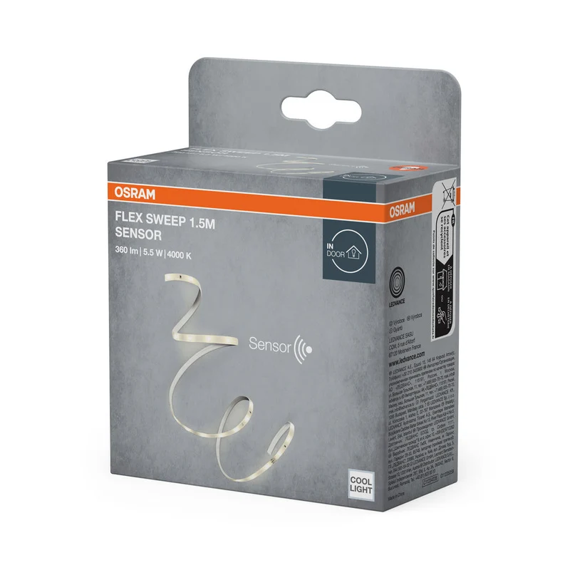 OSRAM FLEX SWEEP Sensore striscia luminosa LED flessibile, 1,5m, 4000K, bianco freddo, con sensore di movimento, 5.5W, IP20, dimmerabile