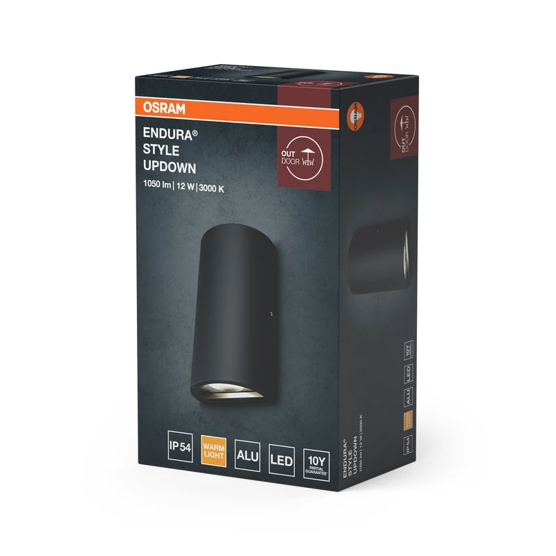 OSRAM LED lampada da parete e soffitto, lampada per applicazioni esterne, bianco caldo, 55,0 mm x 90,0 mm x 160,0 mm, ENDURA STYLE UPDOWN