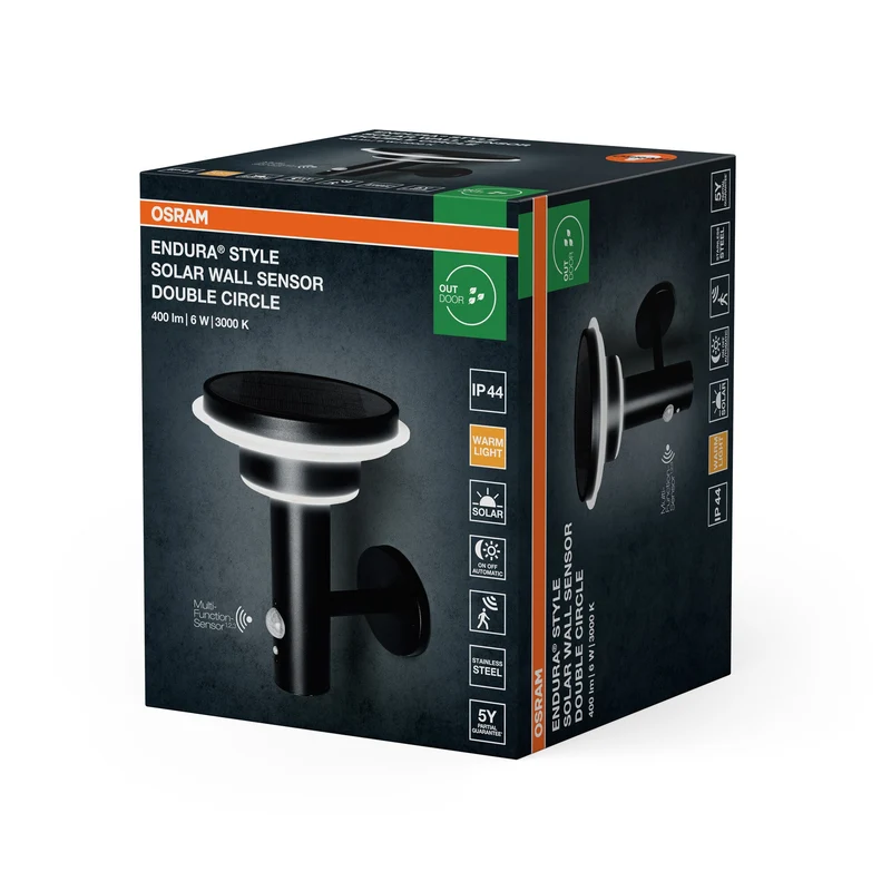 OSRAM ENDURA® STYLE SOLAR DOPPIO CERCHIO da parete Doppio Cerchio 6W BK