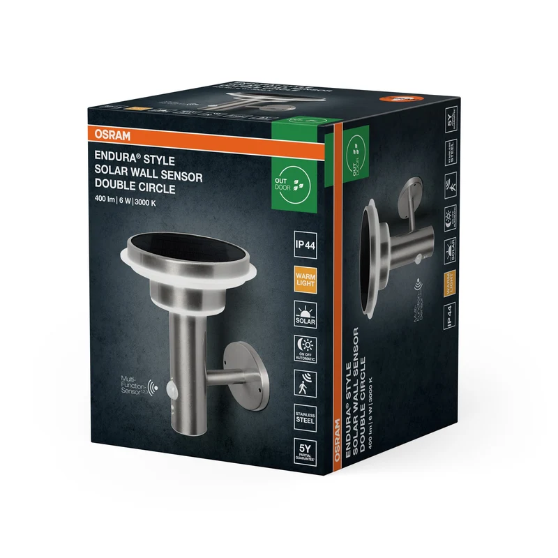 OSRAM ENDURA® Style Doppelkreis Solare LED Applique con Sensore 6W / 3000K Bianco Caldo