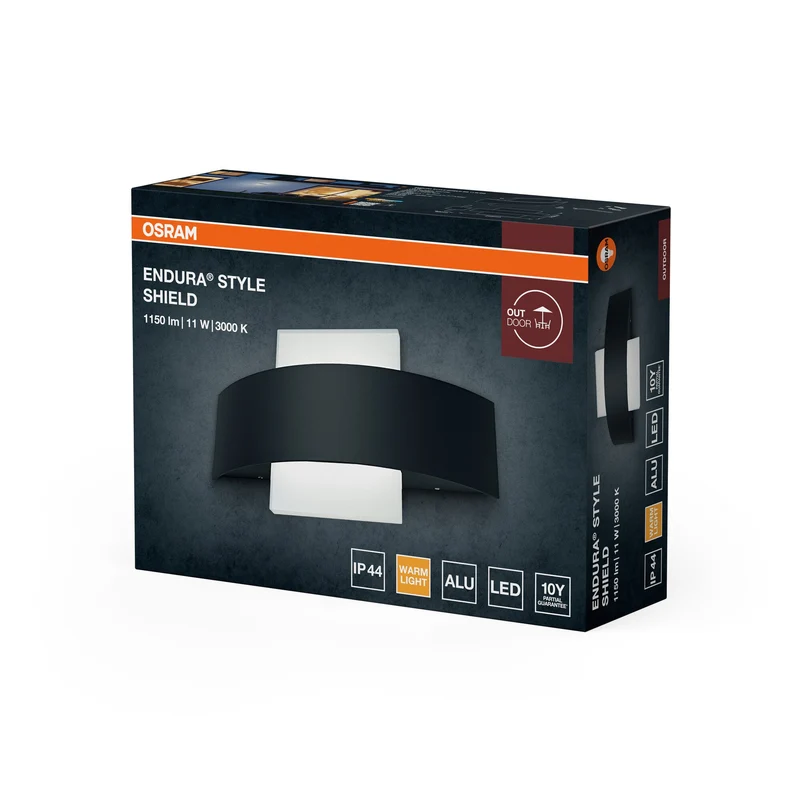 OSRAM LED lampada da parete e soffitto, lampada per applicazioni esterne, bianco caldo, 60,0 mm x 240,0 mm x 142,0 mm, ENDURA STYLE SHIELD