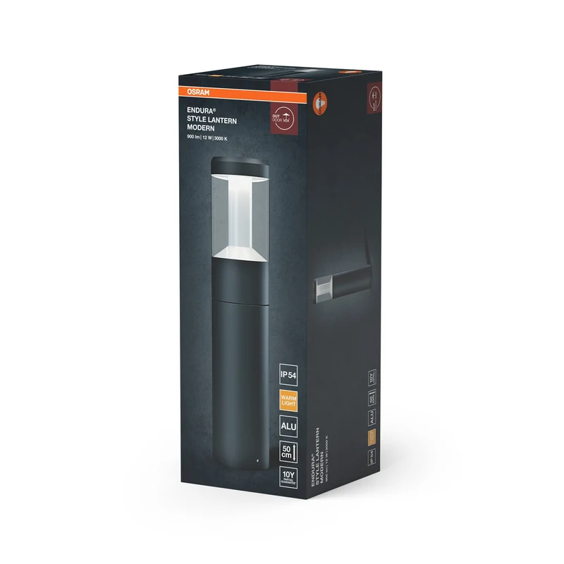 OSRAM LED pilone da giardino, lampada per applicazioni esterne, bianco caldo, 110,0 mm x 500,0 mm, ENDURA STYLE LANTERN MODERN