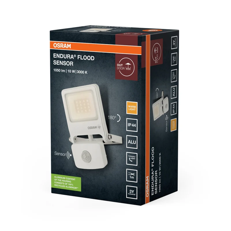 OSRAM ENDURA® Faretto LED con sensore 10W / 3000K Bianco caldo