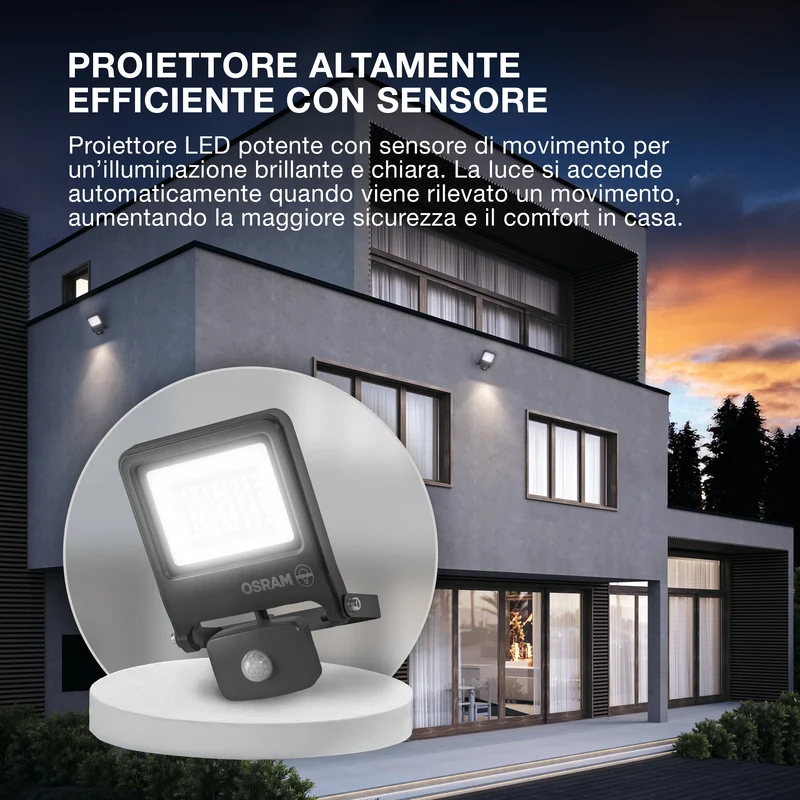 OSRAM ENDURA® FLOOD Sensore Bianco Caldo 50 W 3000 K WT
