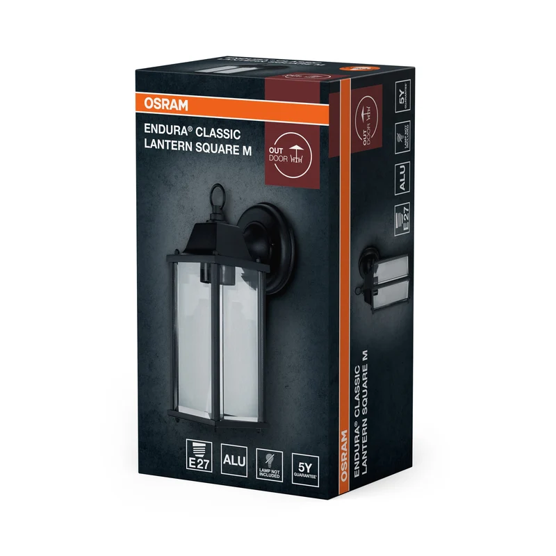 OSRAM lampada a parete e da soffitto a LED, lampada per applicazioni esterne, attacco E27, Endura Classic Lantern SQ
