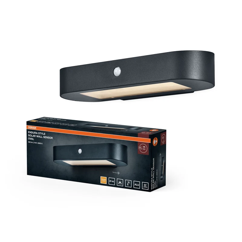 OSRAM ENDURA Style Oval Lampada Solare da Parete, Sensore, 3000K
