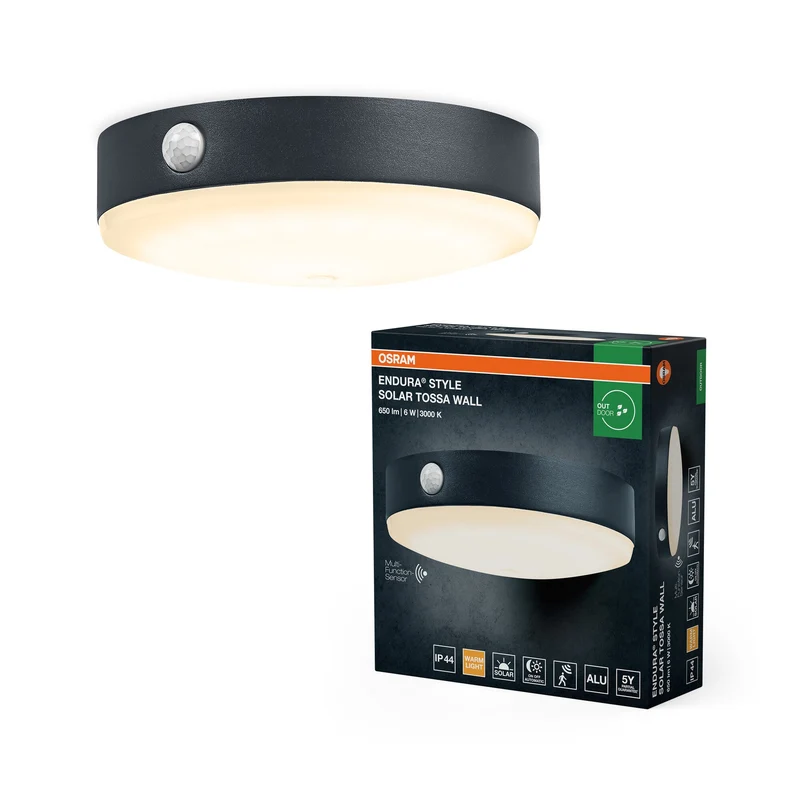 OSRAM ENDURA Style Lampada da parete solare Tossa, sensore, 3000K