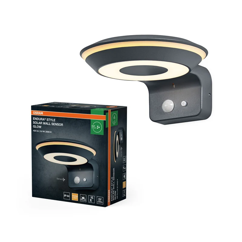 OSRAM ENDURA Style lampada da parete solare Glow, sensore, 3000K