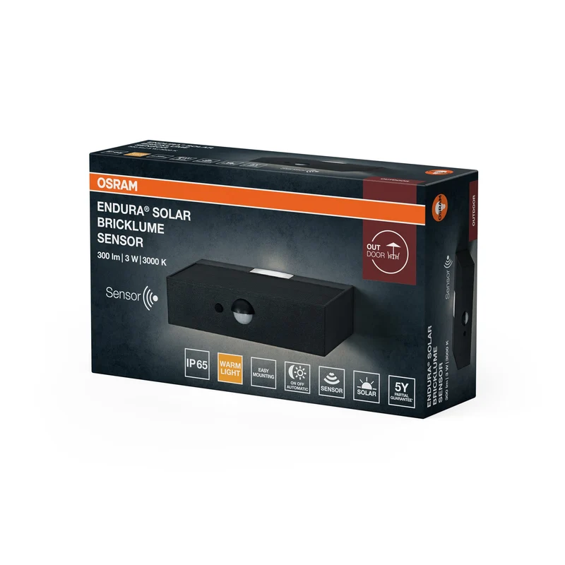 OSRAM ENDURA STYLE BRICKLUME Lampada da parete solare, 3W, grigio