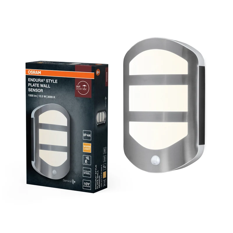 OSRAM ENDURA® Style Piastra LED Applique da parete con sensore 12,5W / 3000K Bianco caldo