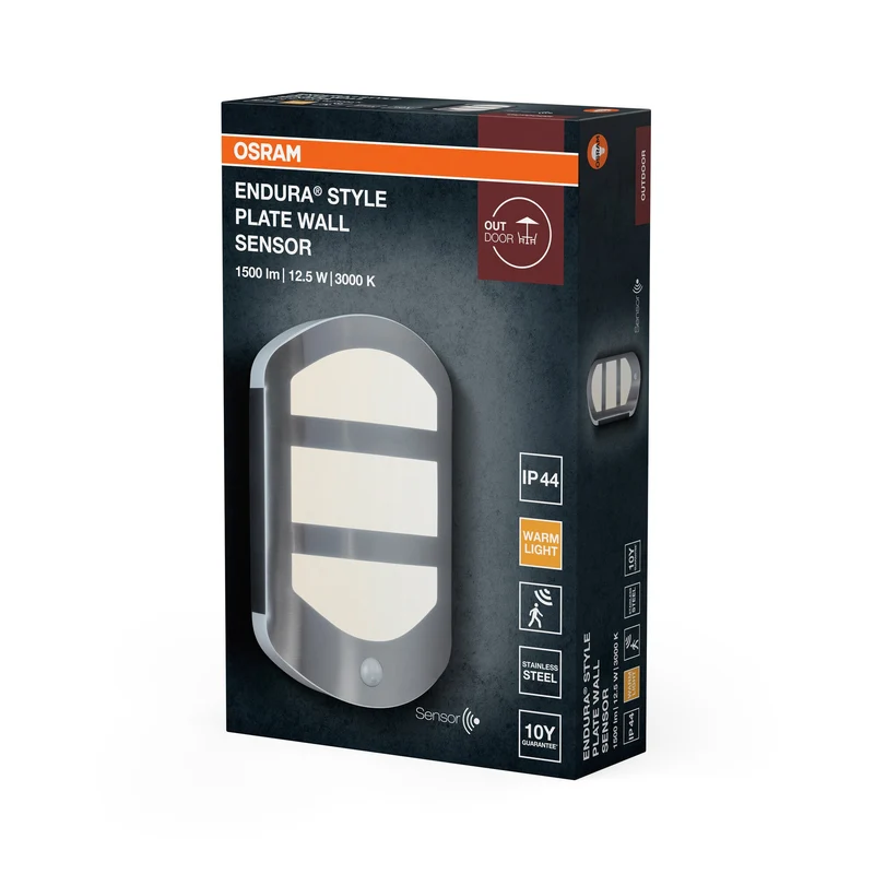 OSRAM ENDURA® Style Piastra LED Applique da parete con sensore 12,5W / 3000K Bianco caldo