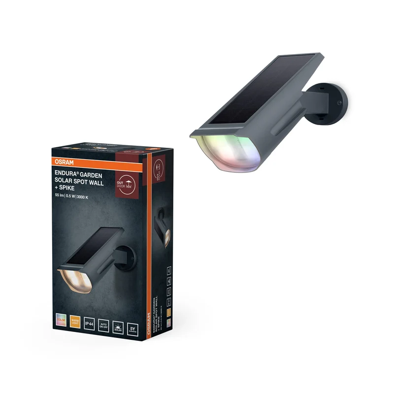 OSRAM lampada da giardino solare LED: per parete/terreno, ENDURA GARDEN SPOT / 0,50 W, 3.6 V, bianco caldo, 3000 K, IP44