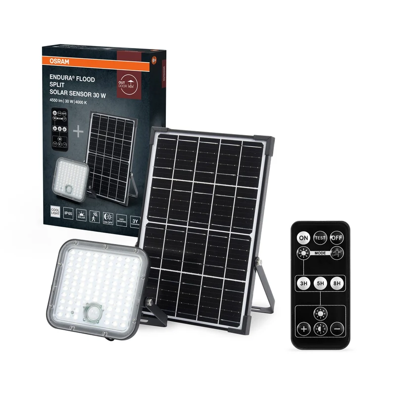 OSRAM LED-lampada solare da esterno Endura, nero, 30W, 4500lm