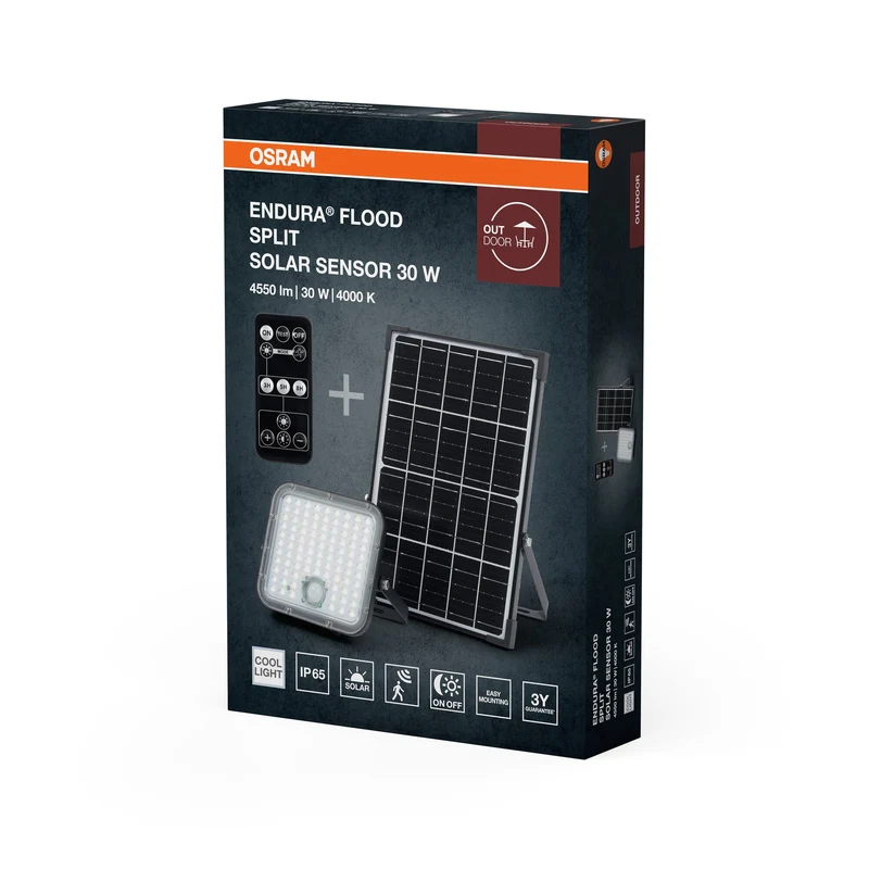 OSRAM LED-lampada solare da esterno Endura, nero, 30W, 4500lm