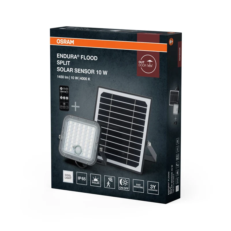 OSRAM LED-lampada solare da esterno Endura, nero, 10W, 1400lm
