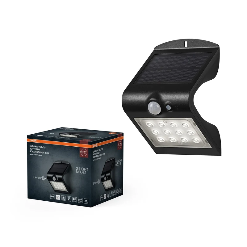OSRAM ENDURA Faro a LED con sensore solare, nero, 1,5W, 200lm