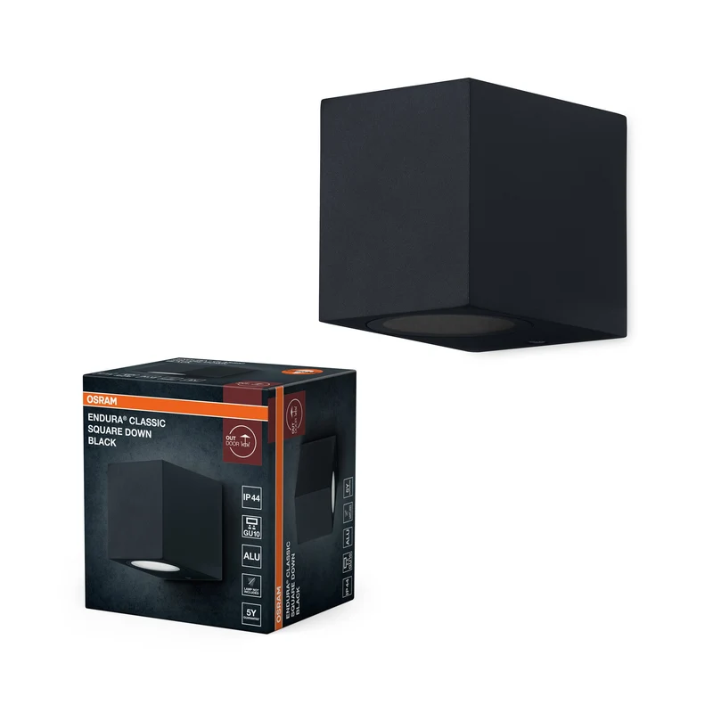 OSRAM ENDURA Square Down lampada da parete esterna, nero, GU10