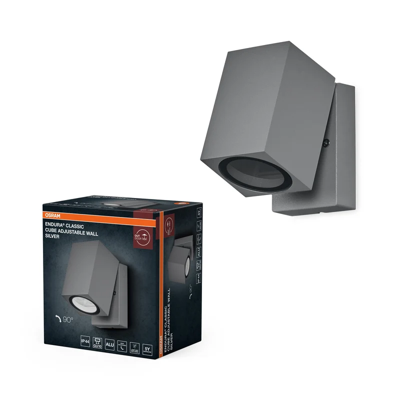 OSRAM ENDURA Classic Cube lampada da parete esterna, argento, GU10