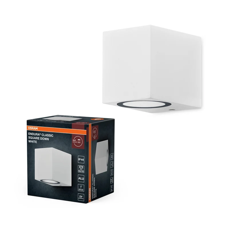 OSRAM ENDURA Square Down lampada da parete esterna, bianca, GU10