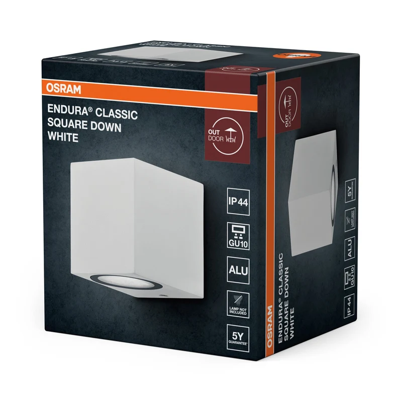 OSRAM ENDURA Square Down lampada da parete esterna, bianca, GU10