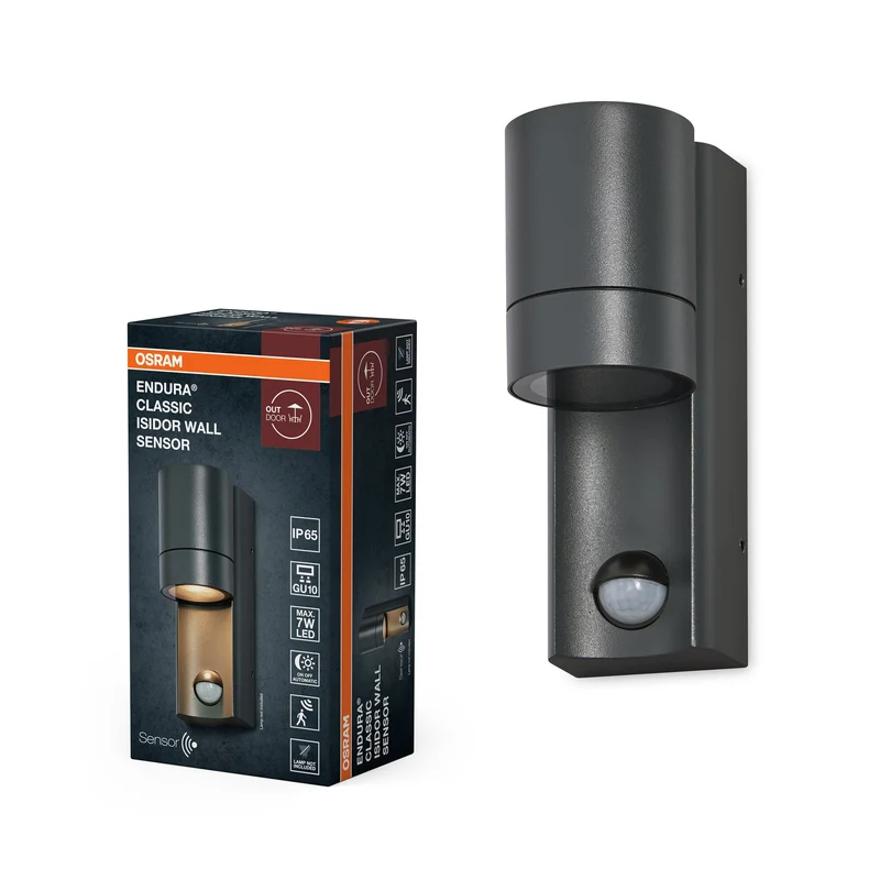 OSRAM ENDURA CLASSIC ISIDOR W Sensore Applique da Esterno, grigio scuro