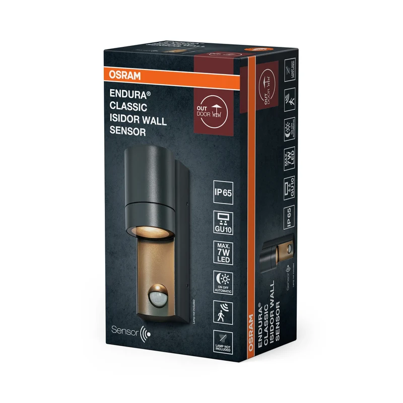 OSRAM ENDURA CLASSIC ISIDOR W Sensore Applique da Esterno, grigio scuro
