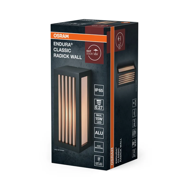OSRAM ENDURA CLASSIC RADICK W lampada da parete esterna, grigio scuro