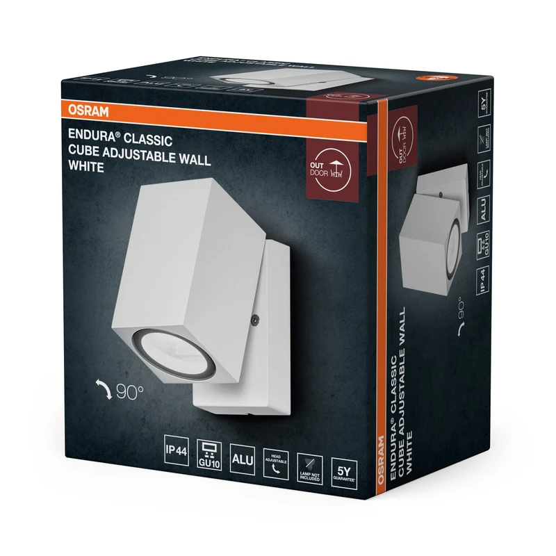 OSRAM ENDURA Classic Cube lampada da parete esterna, bianca, GU10