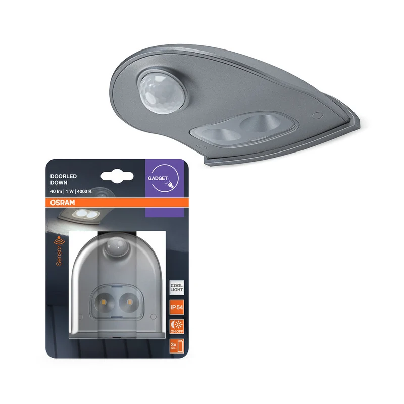 OSRAM Lampada da parete esterna a LED a batteria IP54 con sensore