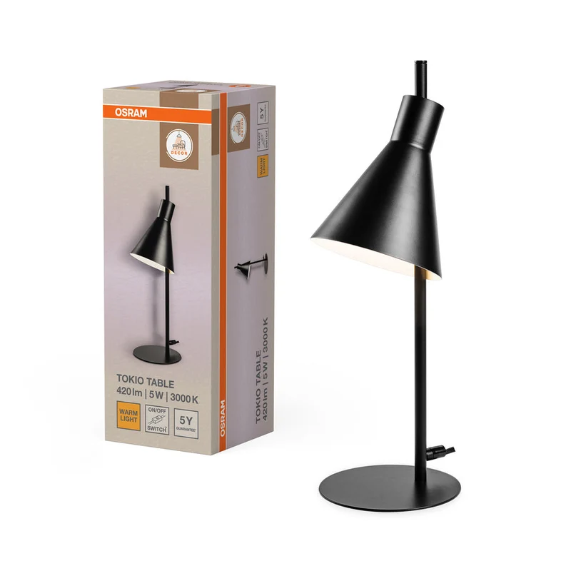 OSRAM DECOR Tokio Lampada da tavolo, 5W, 3000K 260lm, Nero