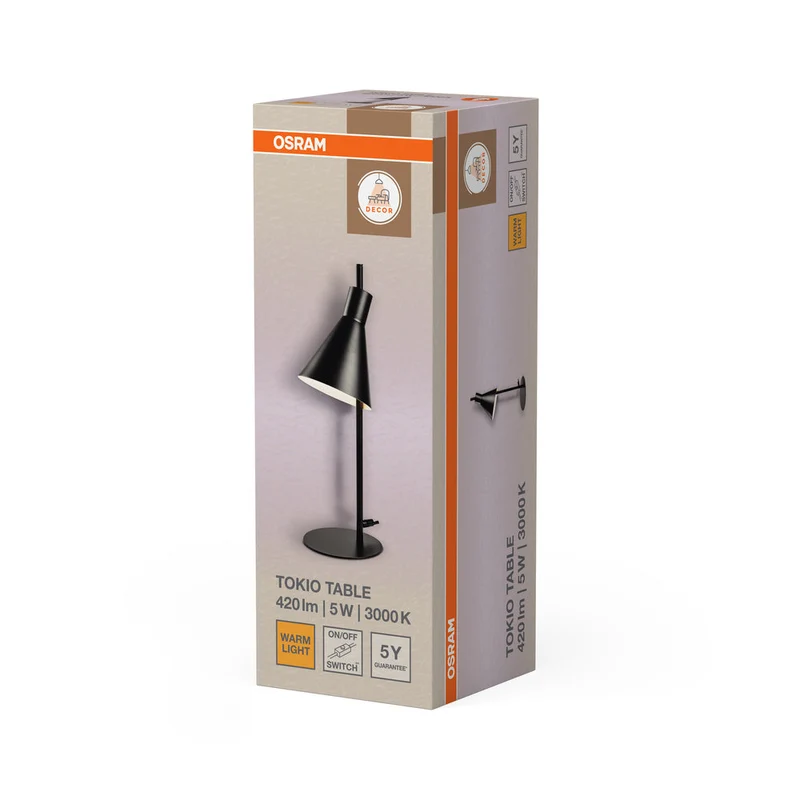 OSRAM DECOR Tokio Lampada da tavolo, 5W, 3000K 260lm, Nero