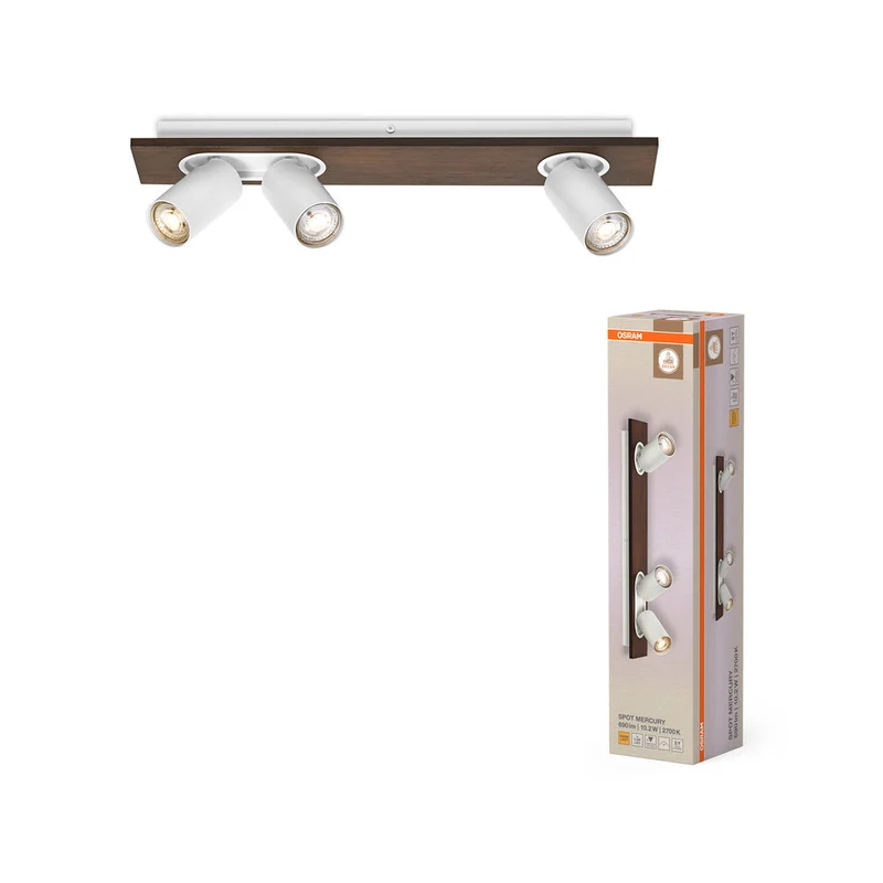 OSRAM DECOR SPOT MERCURY lampada da soffitto, 3 x 3,4W, effetto legno, bianco