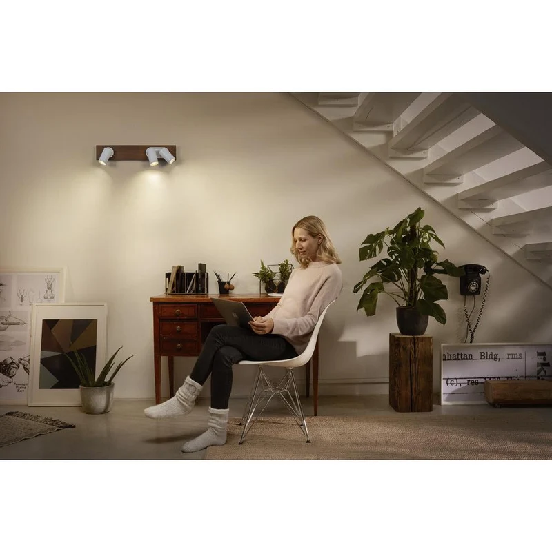 OSRAM DECOR SPOT MERCURY lampada da soffitto, 3 x 3,4W, effetto legno, bianco