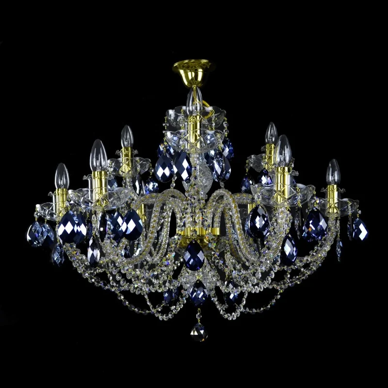 Casa Padrino Luxus Barock Kristall Kronleuchter Gold Ø 80 x H. 60 cm - Prunkvolle Messing Kronleuchter mit böhmischem Kristallglas - Barock Möbel - Edel & Prunkvoll