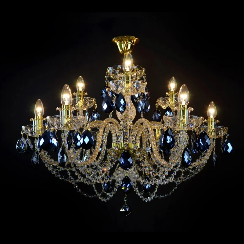 Casa Padrino Luxus Barock Kristall Kronleuchter Gold Ø 80 x H. 60 cm - Prunkvolle Messing Kronleuchter mit böhmischem Kristallglas - Barock Möbel - Edel & Prunkvoll