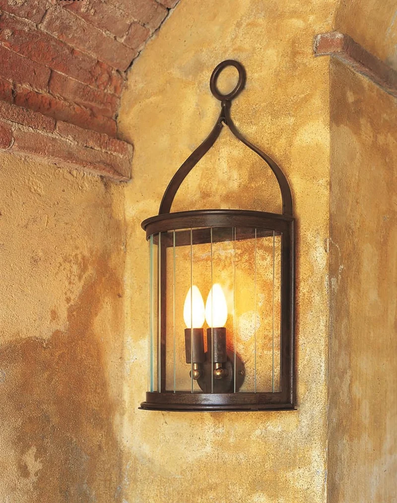 Casa Padrino Luxus Außen Laterne Rostbraun B. 28 x H. 58 cm - Handgefertigte Laterne aus Schmiedeeisen - Luxus Kollektion - Edel & Prunkvoll