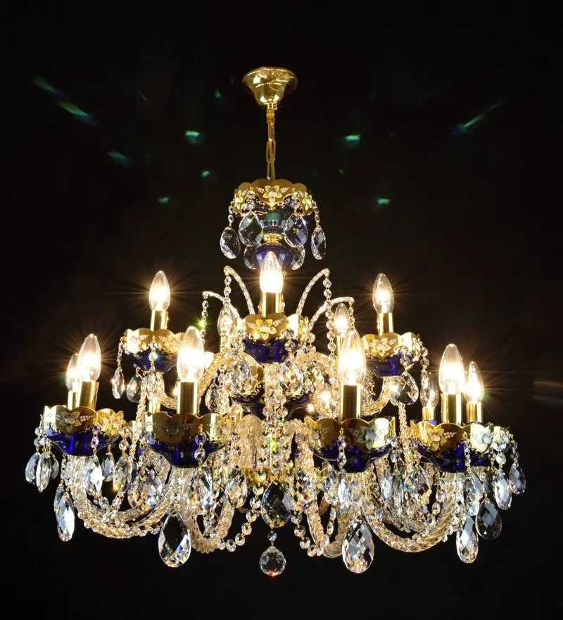Casa Padrino Luxus Barock Kristall Kronleuchter Gold Ø 80 x H. 64 cm - Prunkvolle Messing Kronleuchter mit böhmischem Kristallglas - Barock Möbel - Edel & Prunkvoll