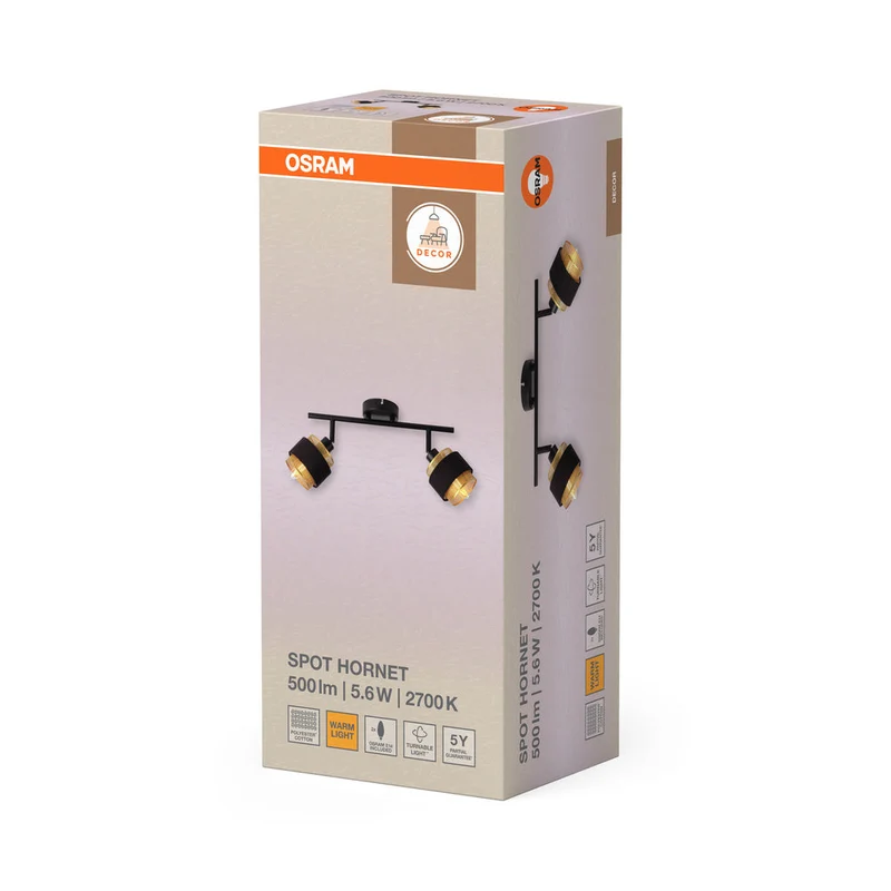 OSRAM DECOR Spot Hornet lampada da soffitto 2X2.8W, E14, 250lm, 2700K, nero