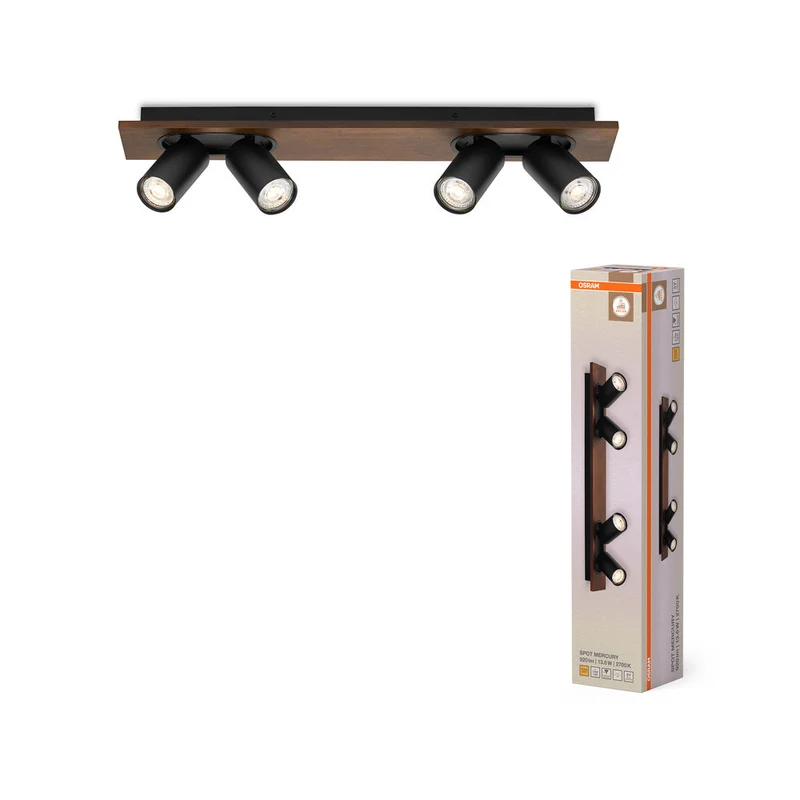 OSRAM DECOR SPOT MERCURY lampada da soffitto, 4 x 3,4W, effetto legno nero