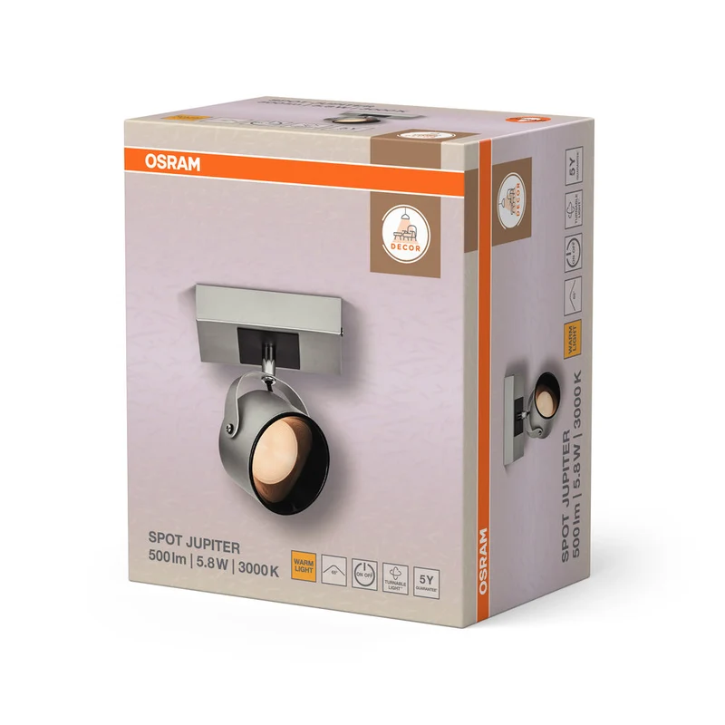 OSRAM DECOR SPOT JUPITER lampada da parete, 5,8W, 185lm, argento