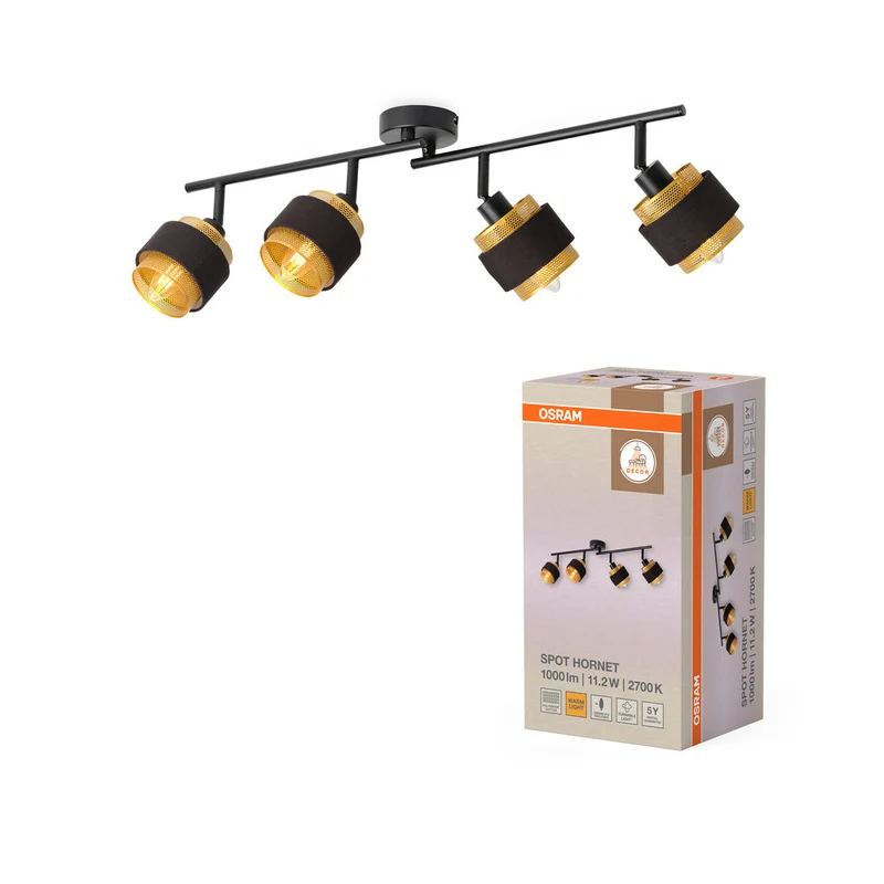 OSRAM DECOR Spot Hornet lampada da soffitto 4X2.8W, E14, 250lm, 2700K, Nero