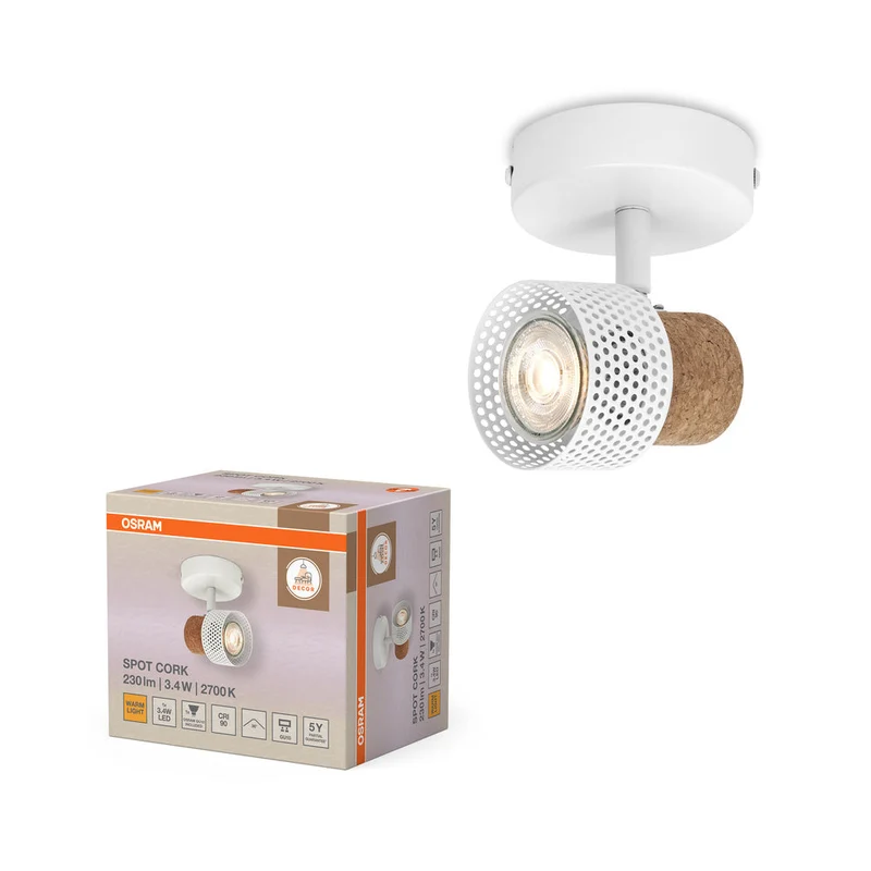 OSRAM DECOR SPOT CORK lampada da soffitto, 1 x 3,4W, 230lm, bianco