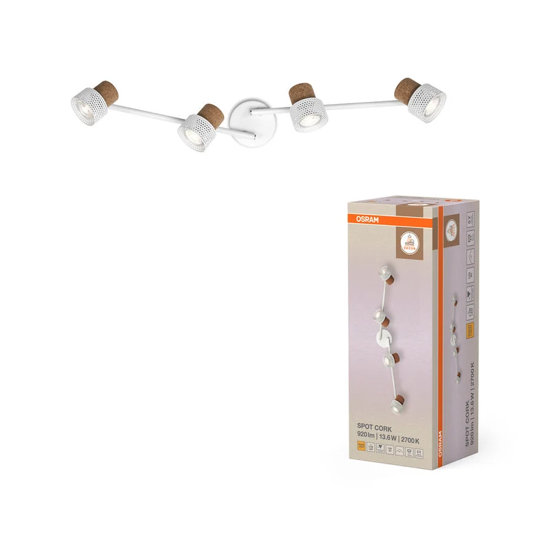 OSRAM DECOR SPOT CORK lampada da soffitto, 4 x 3,4W, 920lm, bianco