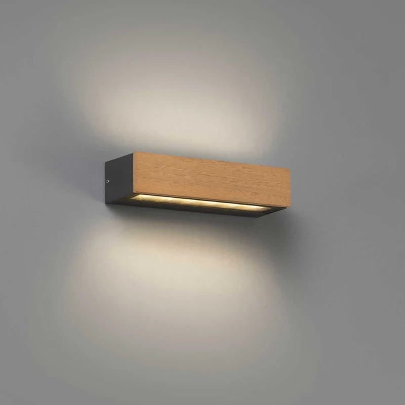Doro - Applique murale LED d’extérieur en acier et bois, style contemporain