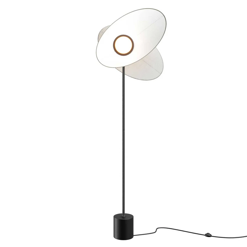 Evolution - Lampadaire LED à diffuseur textile en aluminium et tissu, style contemporain