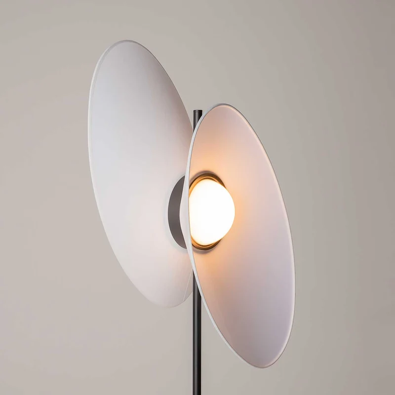 Evolution - Lampadaire LED à diffuseur textile en aluminium et tissu, style contemporain
